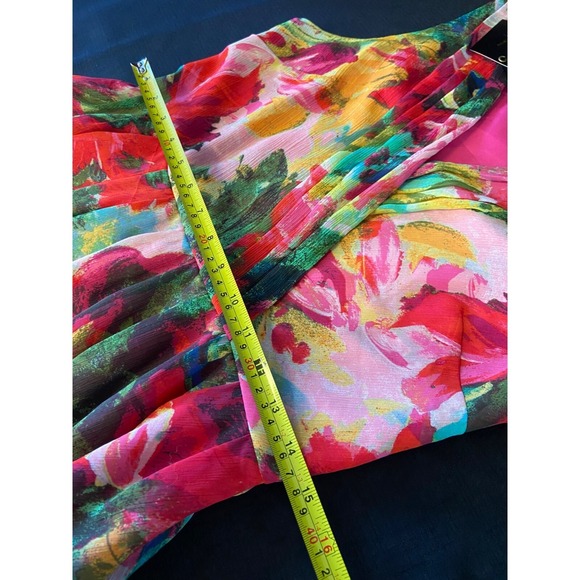 Jack BB Dakota‎ Womens Floral Chiffon Fit Flare Dress Sleeveless Knee Length M - Picture 6 of 6